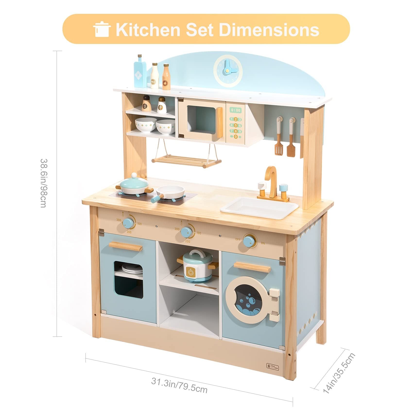 ROBOTIME DIY Pretend Play Kitchen Cooking Toy Set Gift For Boys And Girls